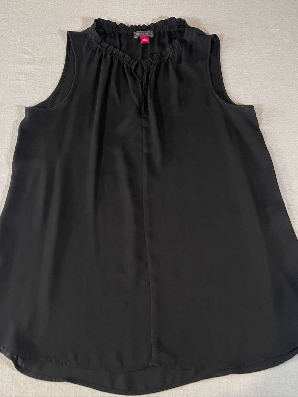 Vince Camuto Black Flowy Top with Ruffle Neck